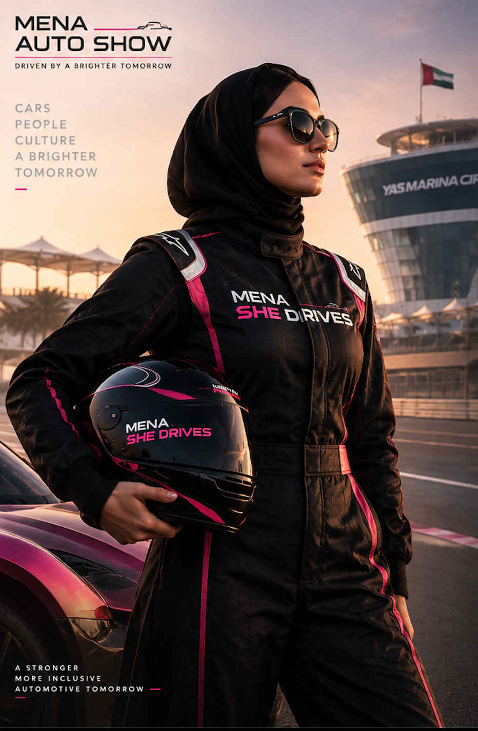 MENA She Drives participant in racing gear at the circuit